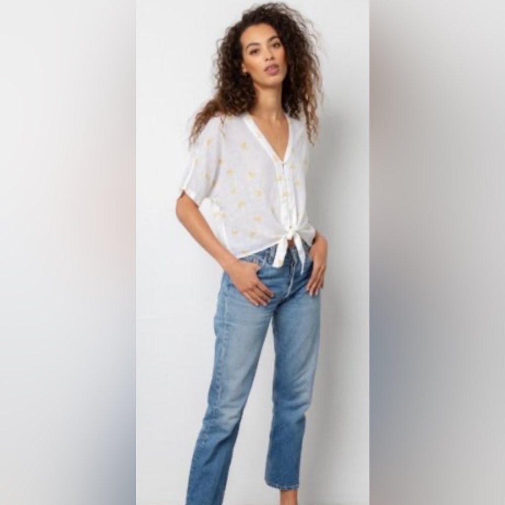 Rails Thea Banana Bunch Linen Rayon Button Tie Kn… - image 3